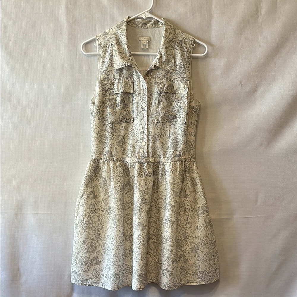 J. Crew Light Gray and White Dress